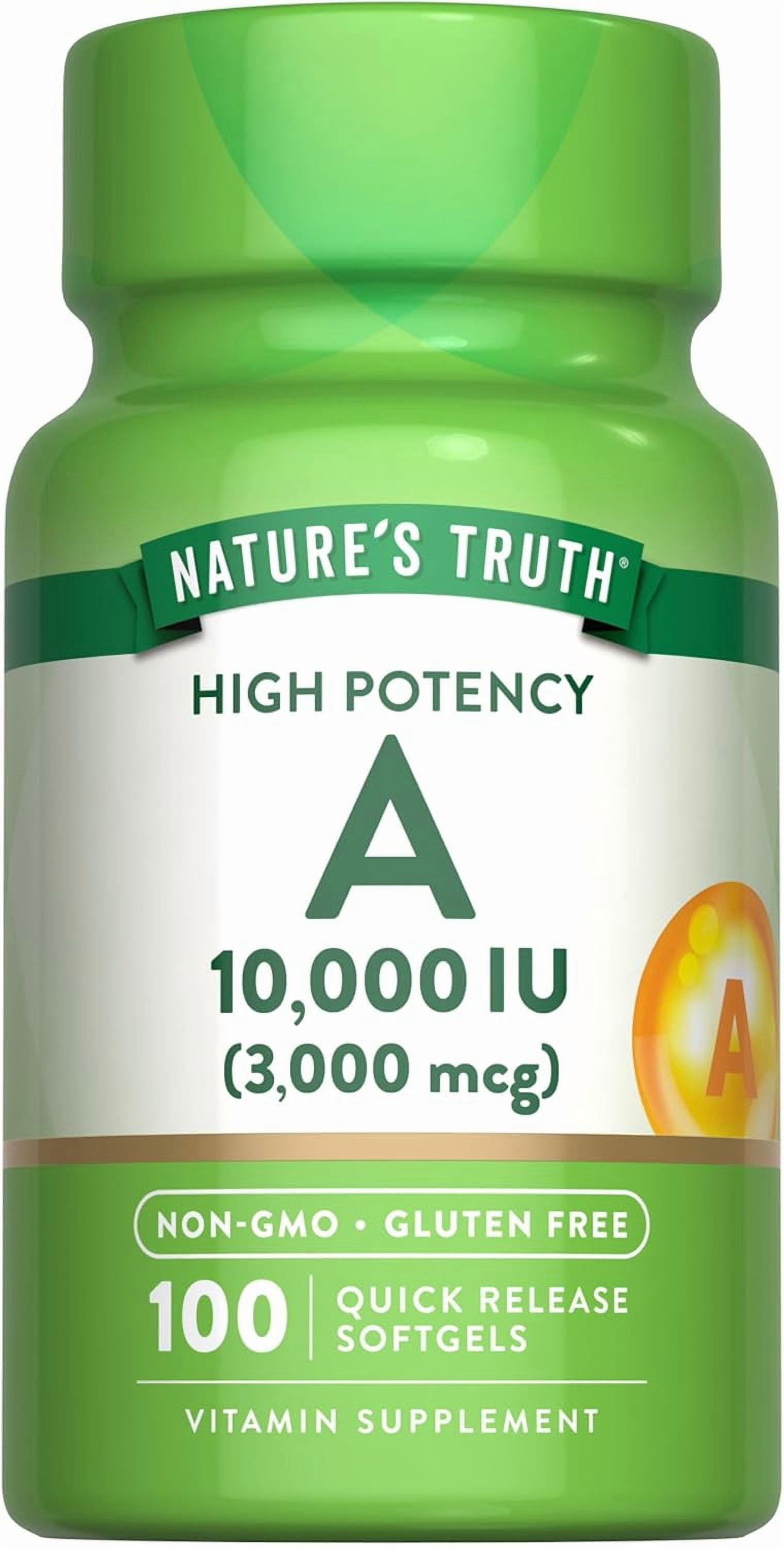 Vitamin A 10000 IU (3000 mcg) | 100 Softgels | For Men and Women | by Nature's Truth