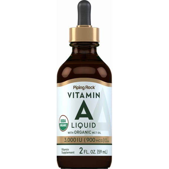 Vitamin A Liquid | 2 fl oz | Non-GMO, Gluten Free Supplement for Men and Women | by Piping Rock