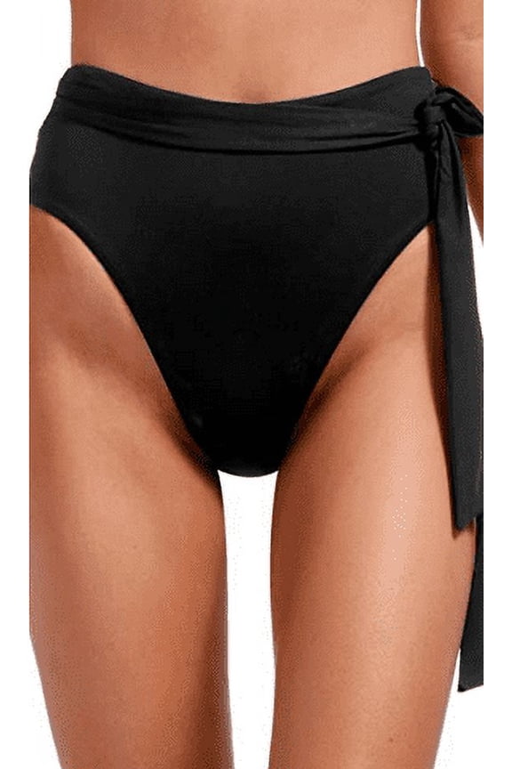 Vitamin A Women's Bolero Stripe Lola High Waist Bikini Bottom, Black, Size 6/Small