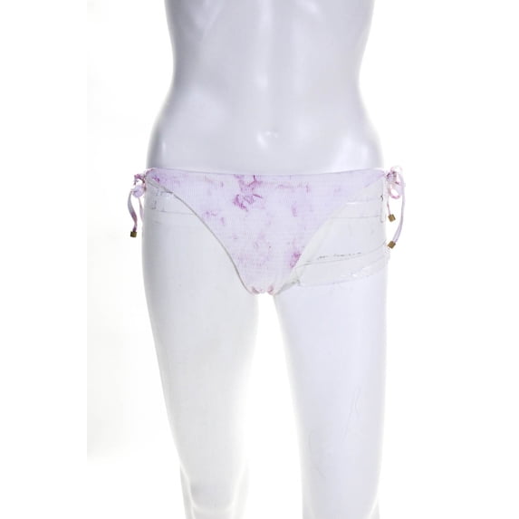 Vitamin A Womens Elle Tie Side Swim Bottoms Tie Dye Magenta Pink Size Large