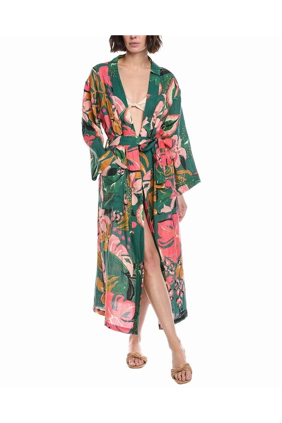Vitamin A womens Palmilla Linen Robe, os, Green