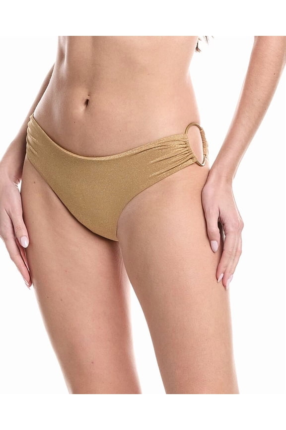Vitamin A womens Pin Up Star Full Bikini Bottom, m, Gold