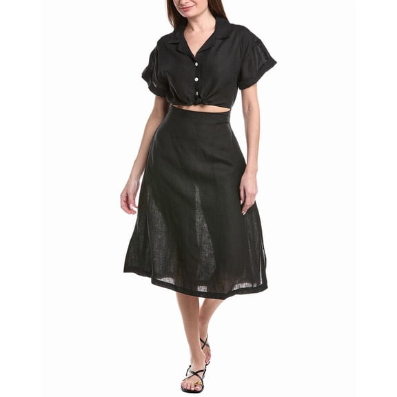 Vitamin A womens  Playa Cut Out Linen Midi Dress, s, Black