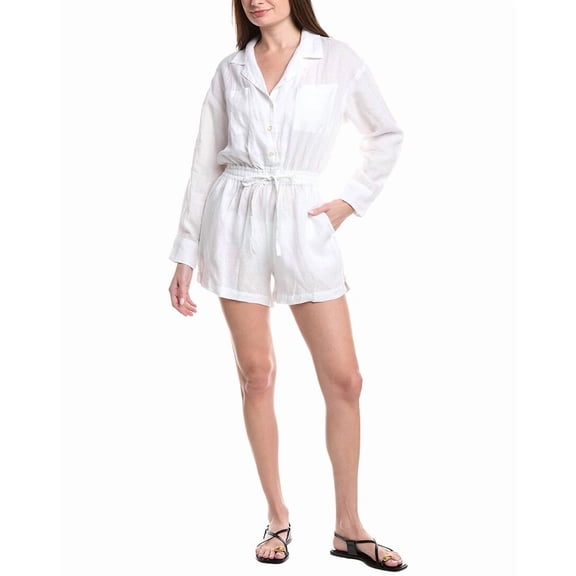 Vitamin A womens  The Getaway Linen Romper, s, White