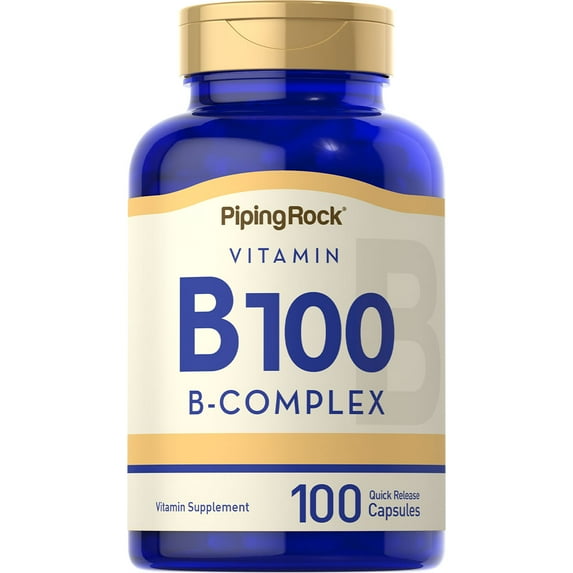 Vitamin B 100 Complex | 100 Capsules for Men and Women | By Piping Rock