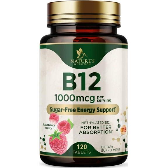 Vitamin B12 1000 mcg - Maximum Strength Methylcobalamin B-12 Chewable Tablet - Energy, Nervous System & Brain Support - Fast Dissolve, Vegan, Gluten-Free, Non-GMO for Women & Men - 120 Tablets