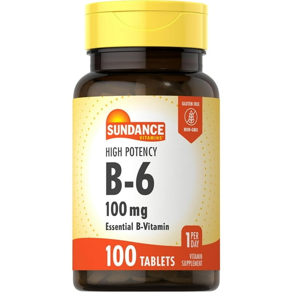 Vitamin B-6 100mg | 100 Tablets | High Potency Formula | Essential B-Vitamin | by Sundance