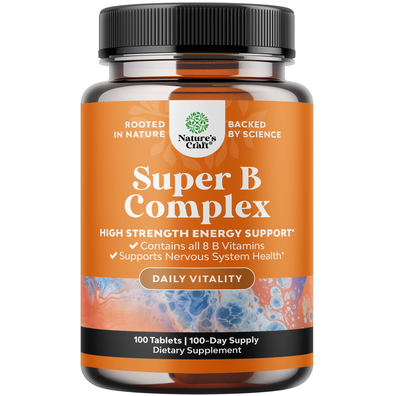 Natures Craft Vitamin B Complex Adult Multivitamin for Energy and Immune Support, 100 Tablets