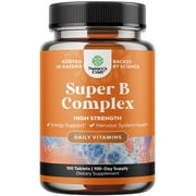 Vitamin B Complex Adult Multivitamin - Natural Super B Complex Vitamins for Energy, Immune Boost, Brain & Memory Support - Nature's Craft 100ct Vitamin B