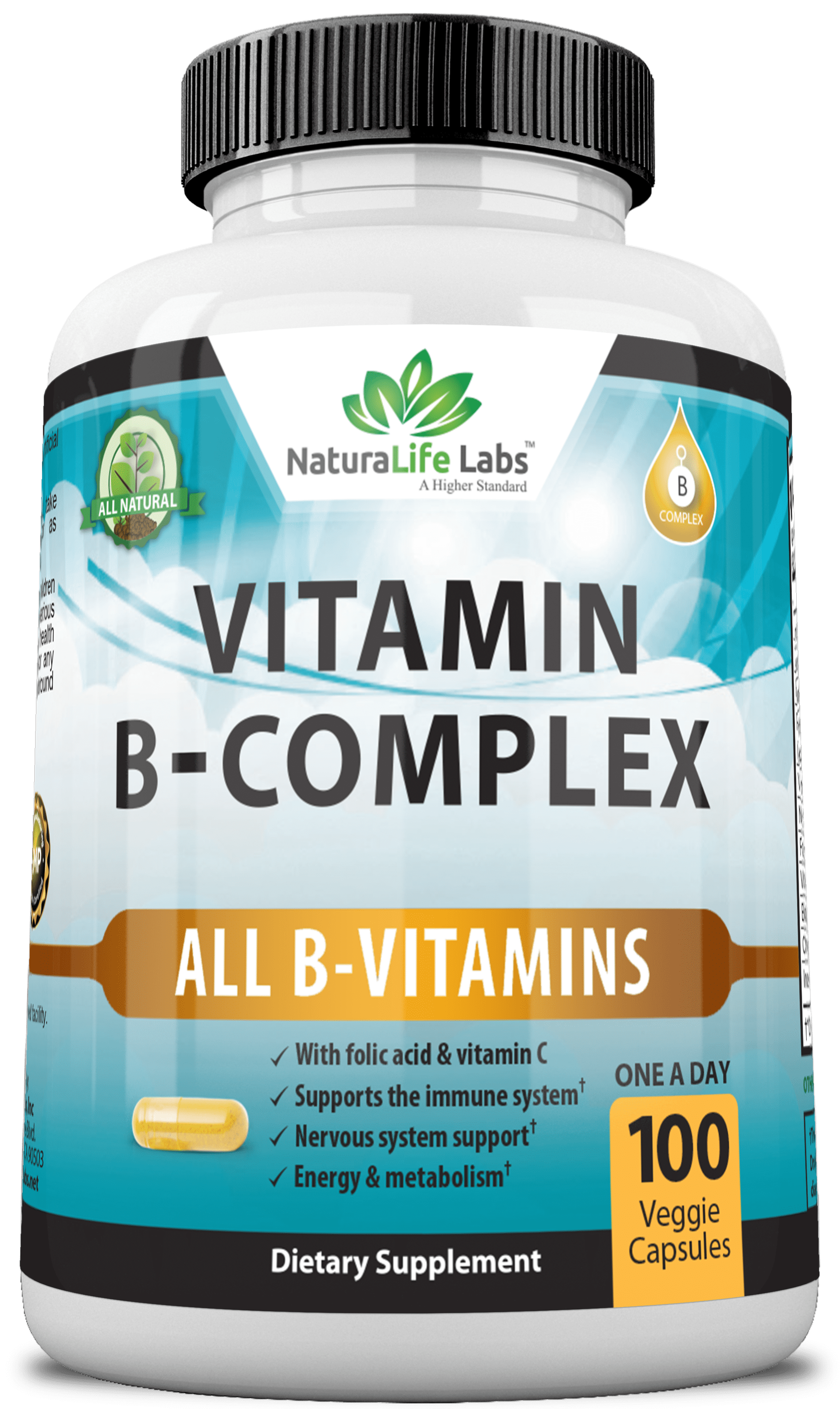 Vitamin B Complex with Vitamin C and Folic Acid B12, B1, B2, B3