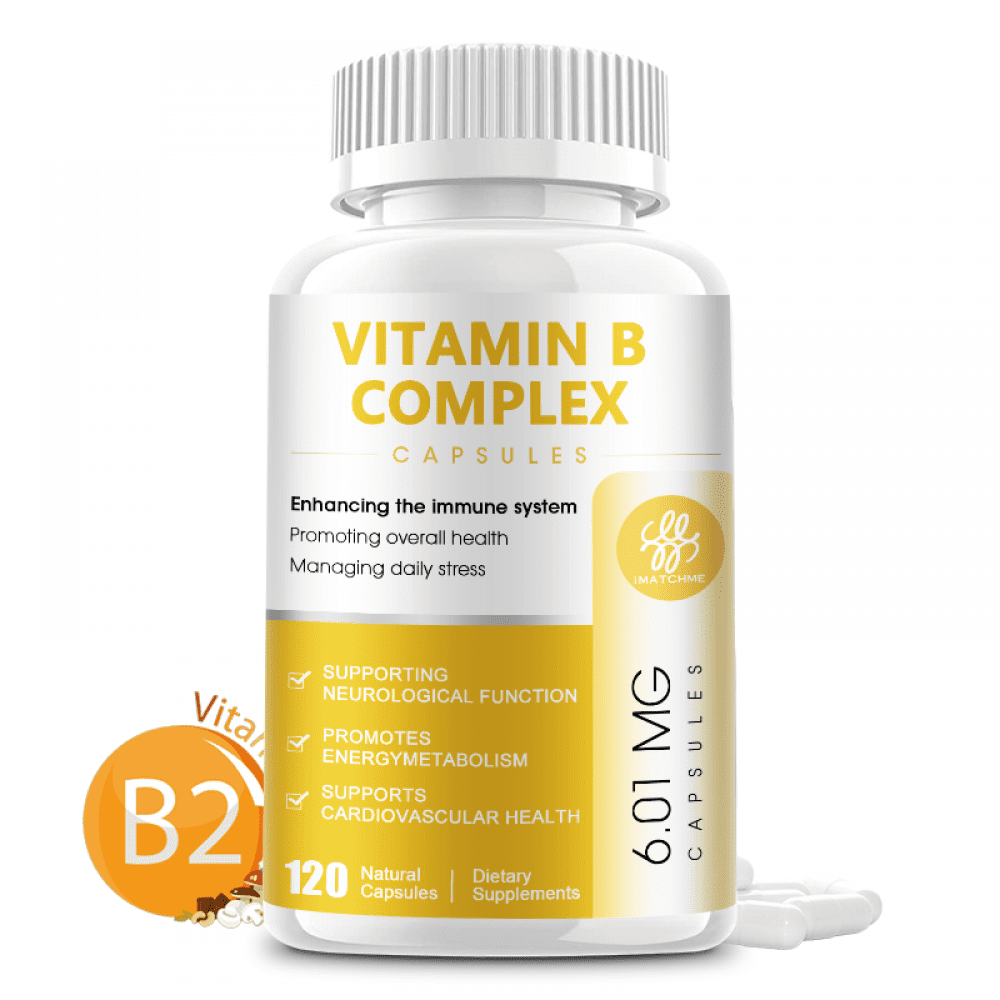 Vitamin B Complex Capsule (B12, B1, B2, B6), Immune & Energy Support, Vegetarian & Gluten-Free - 120 Tablets