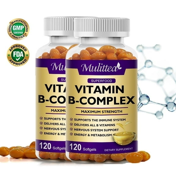 Vitamin B Complex Capsules- B Vitamins Including B12, B2, B6, Folic Acid - Vitamin B Supplement - Support Healthy Energy Metabolism - 240 Vegetarian Capsules