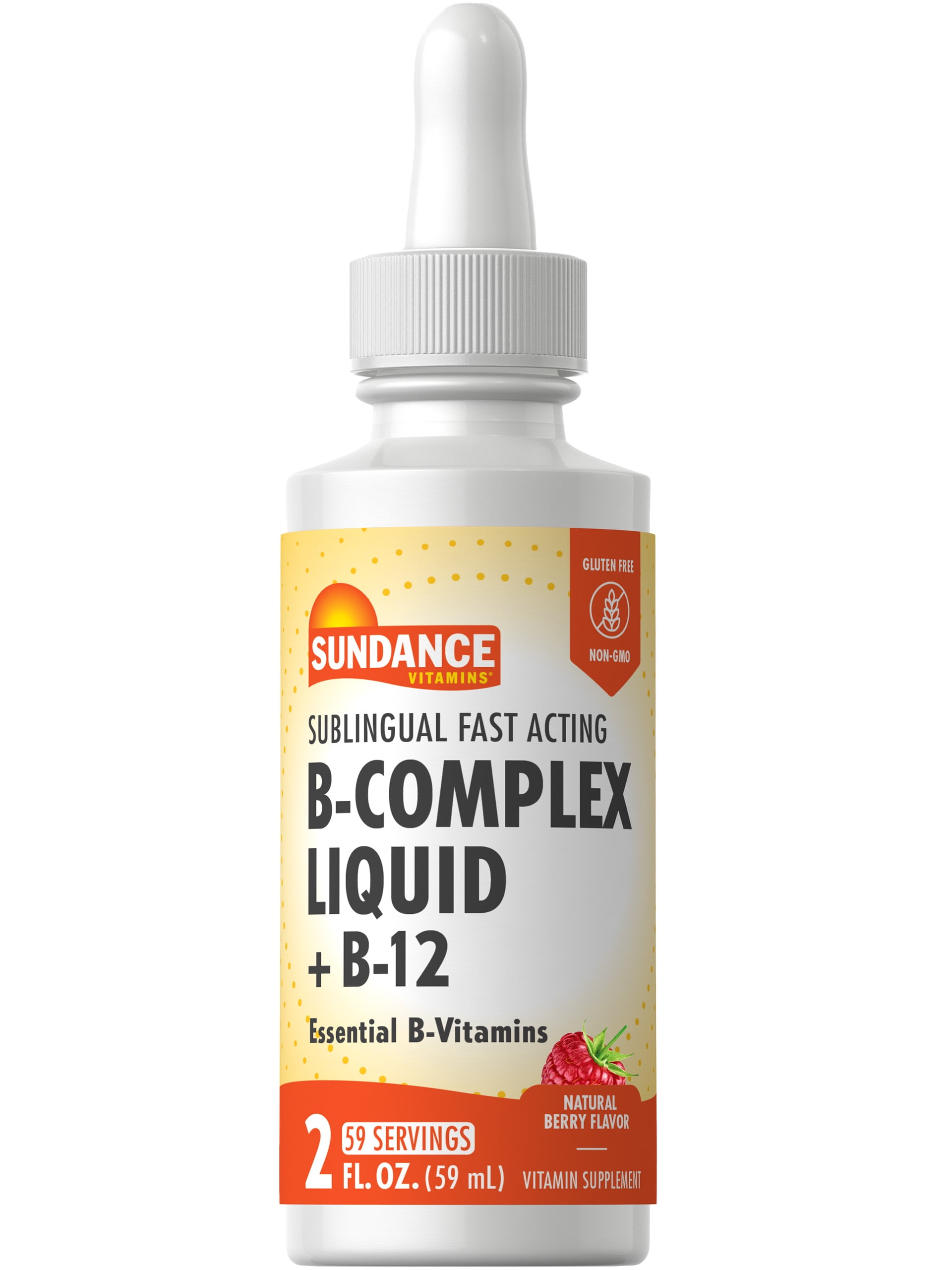 Vitamin B Complex Liquid | 2 Fluid Ounces | With B-12 | Natural Berry Flavor | Essential Sublingual Vitamins | Vegetarian, Non-GMO, Gluten Supplement | By Sundance - Walmart.com