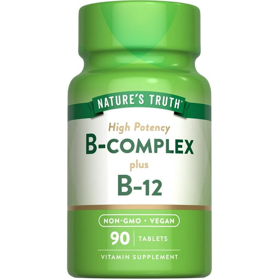 Vitamin B Complex | Plus B12 | 90 Tablets | Vegan, Non-GMO & Gluten Free | By Nature's Truth