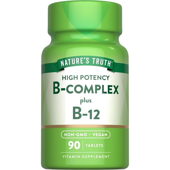 Vitamin B Complex | Plus B12 | 90 Tablets | Vegan, Non-GMO & Gluten Free | By Nature's Truth