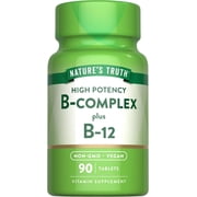 Vitamin B Complex | Plus B12 | 90 Tablets | Vegan, Non-GMO & Gluten Free | By Natures Truth