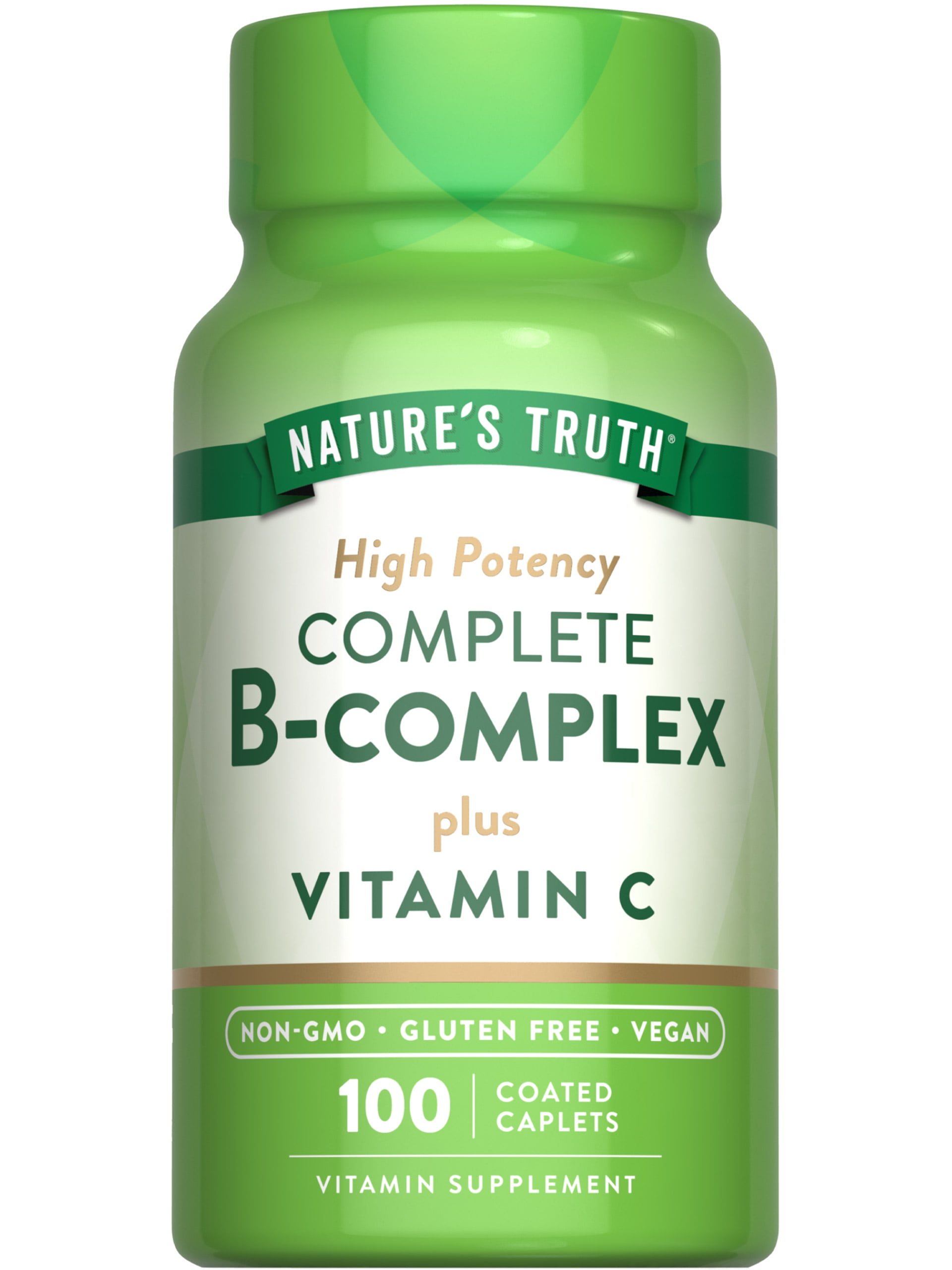 Vitamin B Complex Plus Vitamin C | 100 Caplets  | For Men and Women | by Nature's Truth
