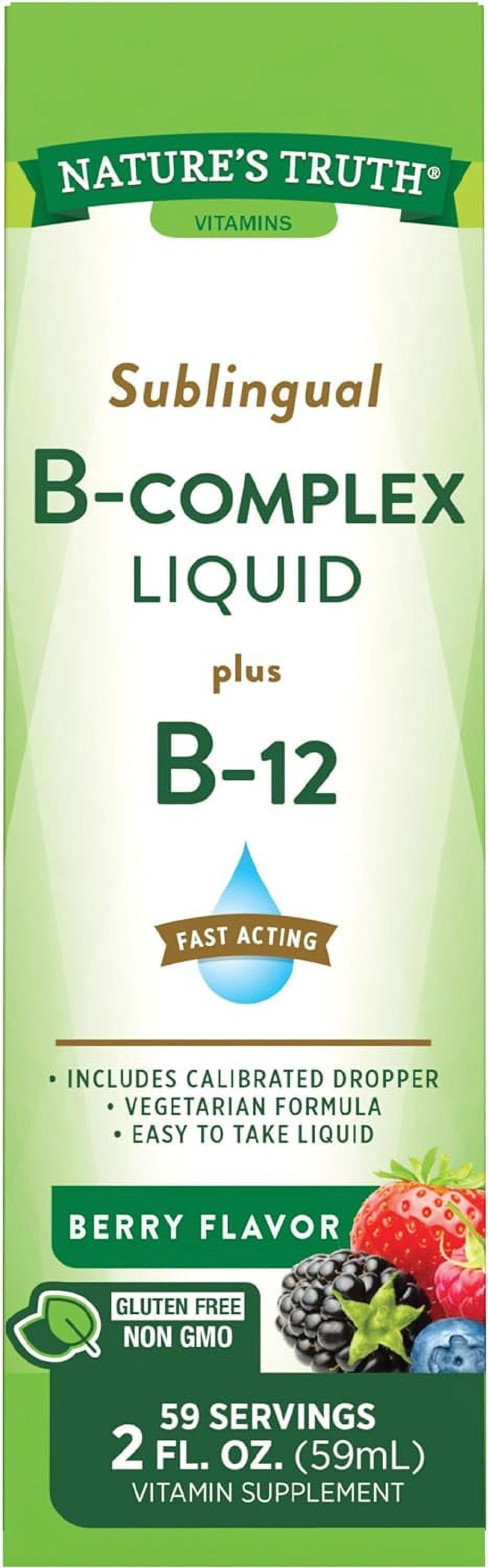 Vitamin B Complex Siblingual Liquid | 2oz | Berry Flavor | by Nature's Truth