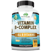 Vitamin B Complex with Vitamin C and Folic Acid - B12, B1, B2, B3, Vitamin B5 Pantothenic Acid, B6, B7, B9 - Nervous System Support 100 Veggie Capsules