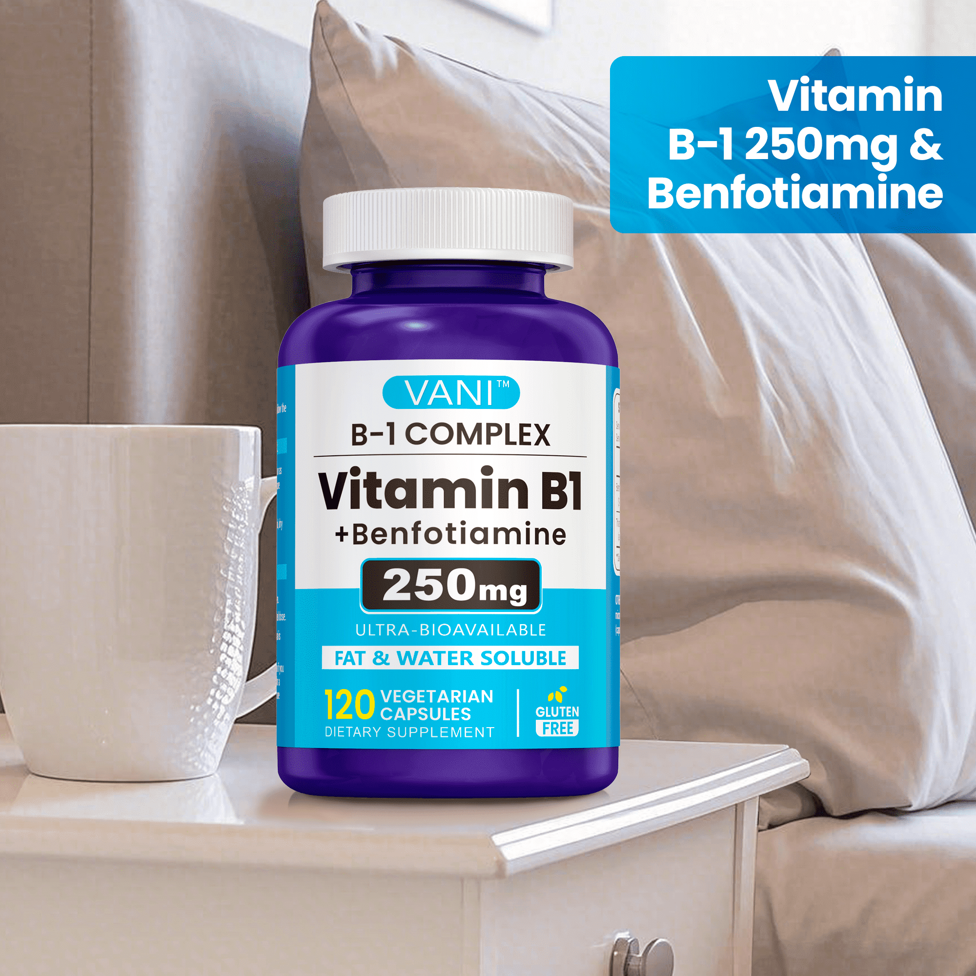 Vitamin B1 Benfotiamine 250mg Supplement -Thiamine B1 Supplement for ...