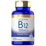Vitamin B12 100mcg | 200 Tablets | Vegan Formula | by Carlyle