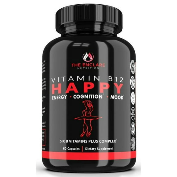 Vitamin B12 2000 mcg 60 Capsules, Vitamin B Complex Energy Supplement, Metabolism Booster with Vitamin B-12, B6, B7 as Biotin, B3 as Niacin, Folic Acid, B1, B2, B5, B9 & Vitamin C - 60 ct with Box