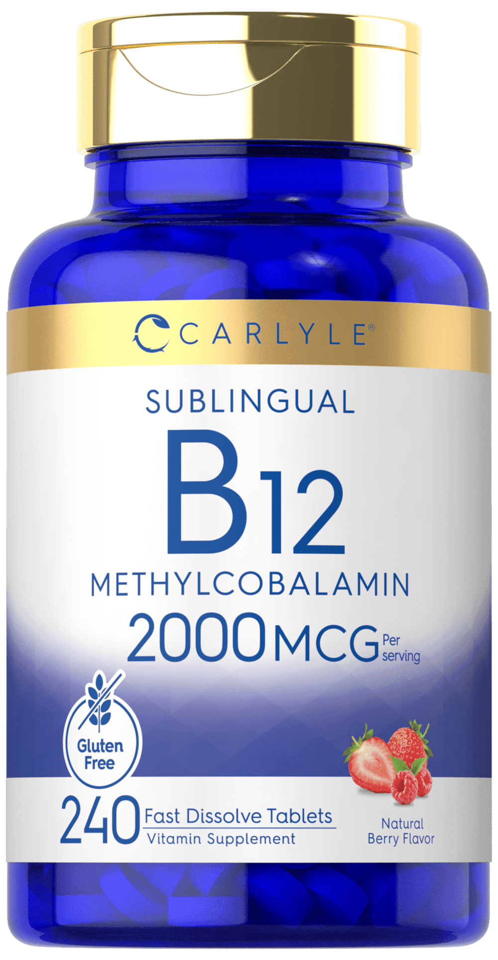 Vitamin B12 | 2000mcg | 240 Fast Dissolve Tablets | Methylcobalamin | Berry Flavor | by Carlyle