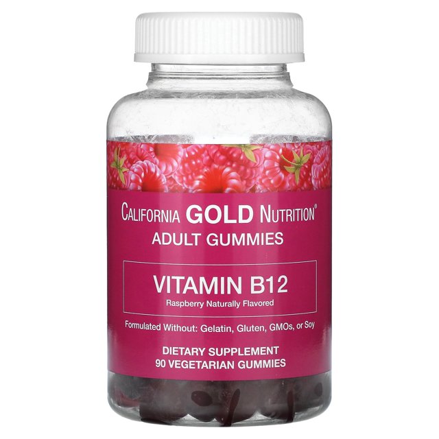 Vitamin B12 Gummies, Natural Raspberry Flavor, Gelatin Free, 3,000 mcg