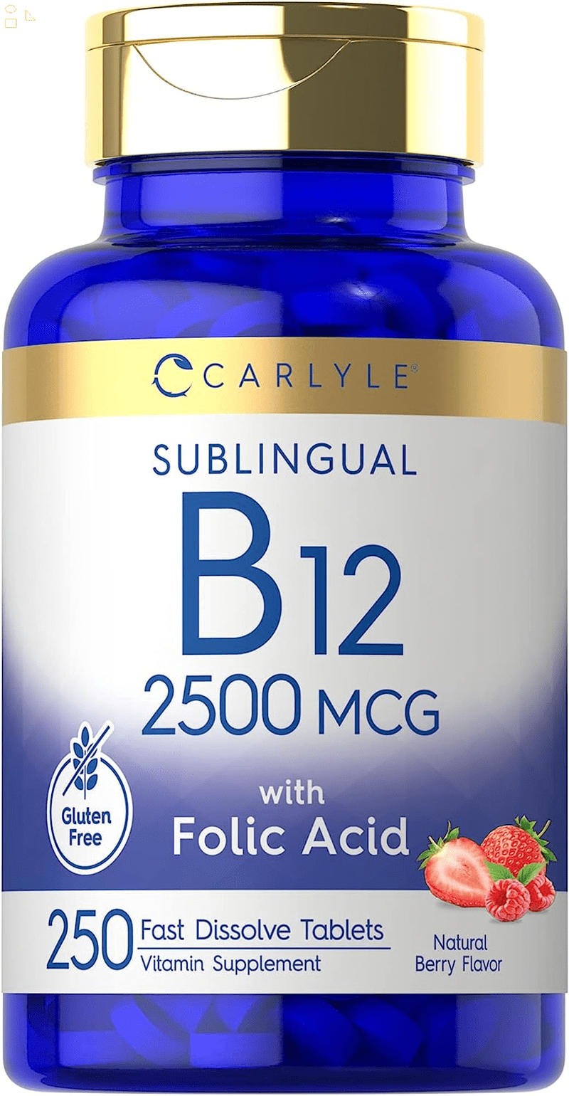 Vitamin B12 Sublingual 2500 Mcg 250 Fast Dissolve Tablets Cyanocobalamin Supplement with
