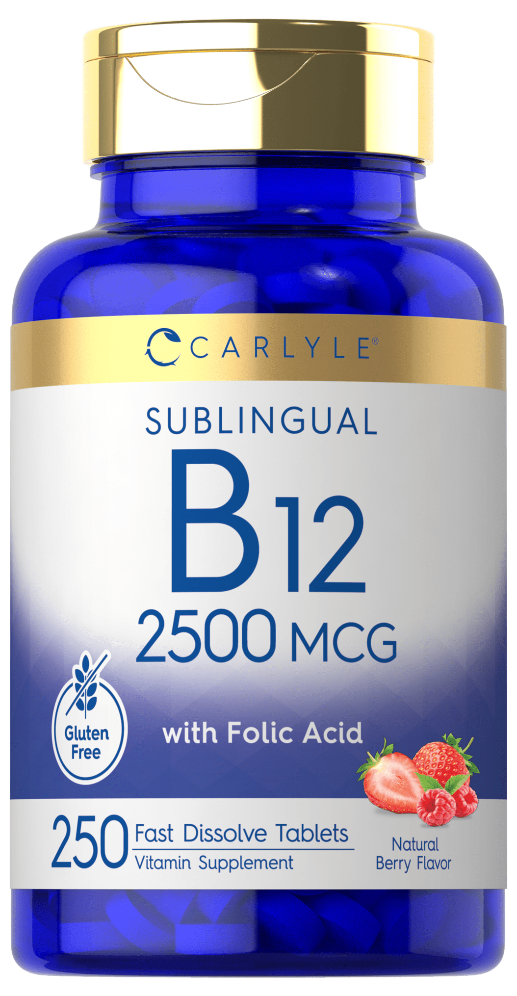 Vitamin B12 Sublingual 2500 mcg 250 Tablets Natural Berry Flavor