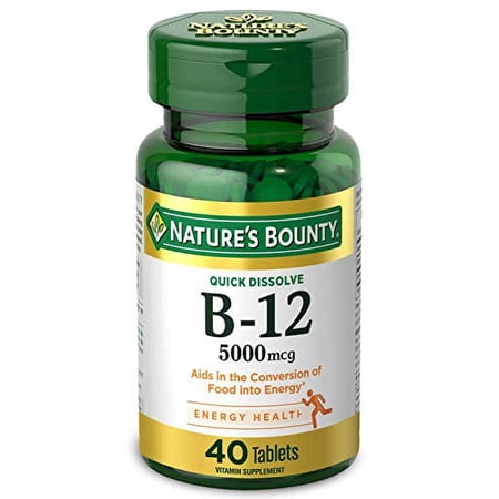 Nature?s Bounty Vitamin B-12 Supplement, Supports Metabolism and Nervous System Health, 5000mcg, 40 Tablets