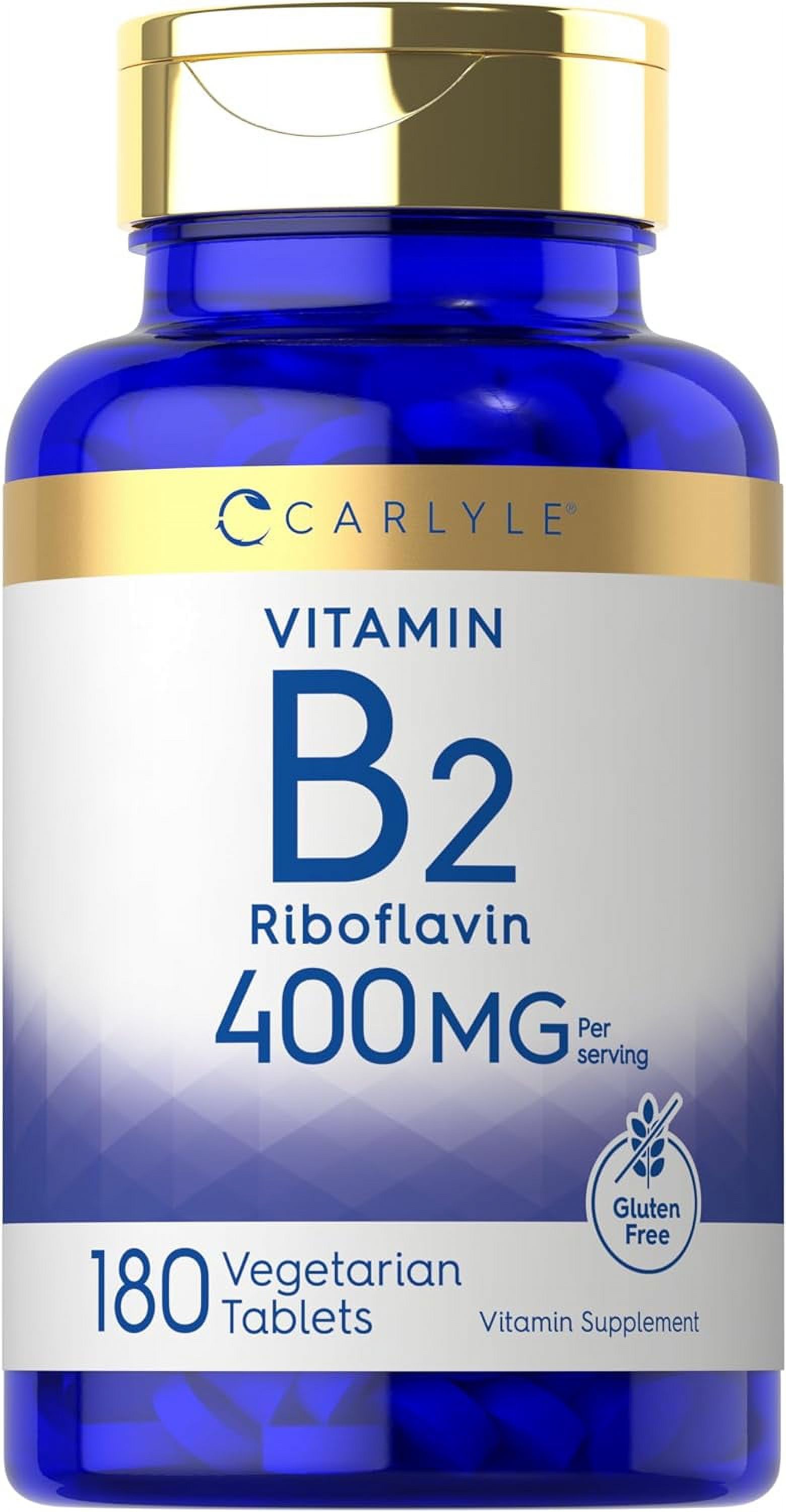 Vitamin B2 400mg 180 Tablets Vegetarian Formula by Carlyle