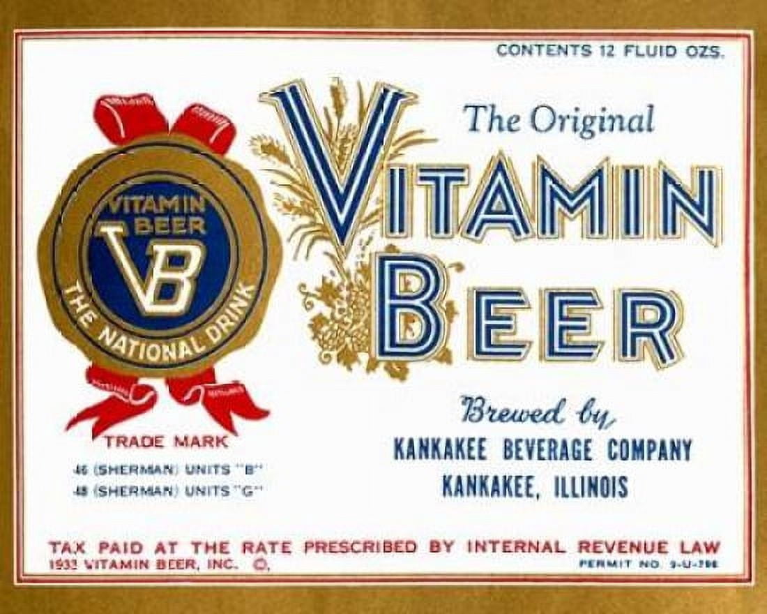Vitamin Beer Canvas Art - Vintage Booze Labels (24 x 30)