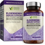 Vitamin Bounty Organic Elderberry Capsules - Sambucus Elderberry with Vitamin C and Zinc - Immune System Boosters for Adults - Antioxidant Formula for Immune Support- Non-GMO, 60 Capsules