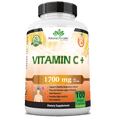 thumbnail image 1 of Vitamin C - 1,700 MG with Vitamin D3, Zinc, Elderberry, Ginger Root - 100 Veggie Caps, 1 of 5