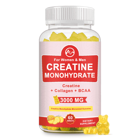 Creatine Monohydrate Gummy for Men & Women,60 Pineapple Gummies