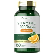Vitamin C 1000mg | 180 Vegetarian Chewable Tablets | by Carlyle