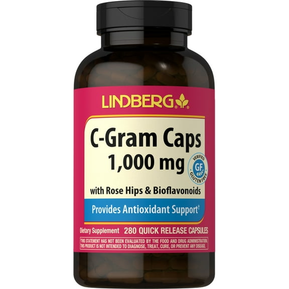 Vitamin C 1000mg | with Bioflavonoids and Rose Hips | 280 Capsules | for Men and Women | by Lindberg
