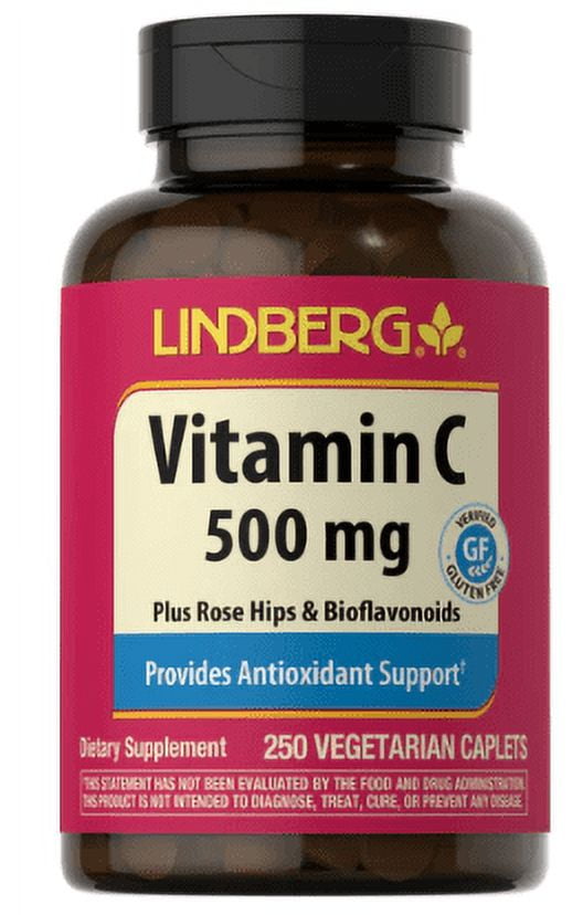Vitamin C 500 mg with Rose Hips 250 Caplets with Bioflavonoids by