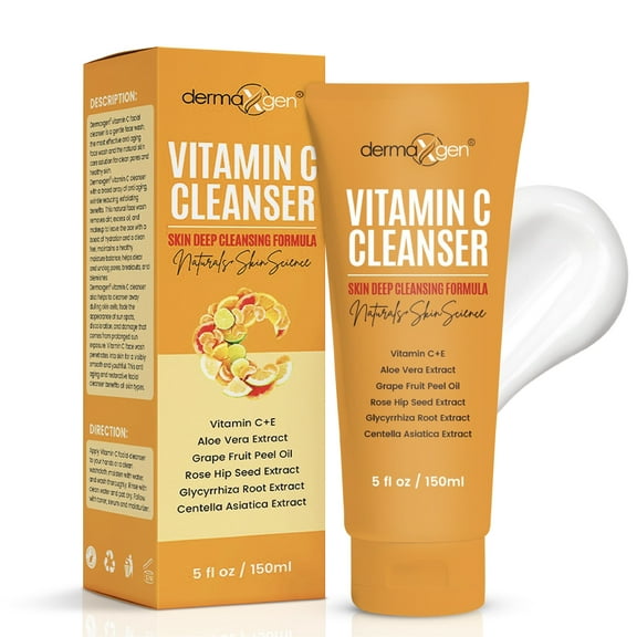 Vitamin C Facial Cleanser - DEEP SKIN CLEANSING FORMULA - Anti Aging, Breakout & Blemish, Wrinkle Reducing - Clear Pores For OILY/NORMALSKIN Organic & Natural Ingredients