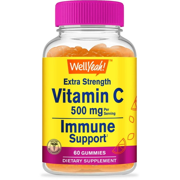 Vitamin C Gummies 500mg | Natural Sourced Flavors | Immune, and Antioxidant Support | Vitamina C Gummies for adults | Nut Free, Vegan | 60 Count