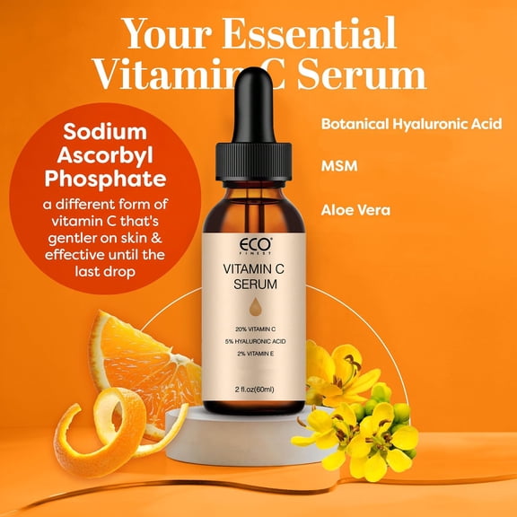 Vitamin C Serum for Face - Face Serum with Hyaluronic Acid & Vitamin E - Brightening Formula for Improving Appearance of Dark Spots, Fine Lines & Wrinkles - All Skin Types
