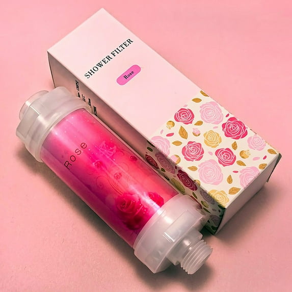 Vitamin C Shower Filter for Hard Water, Aromatherapy Softener Purifier, Help with Softer Skin and Hair Enhancement,1/4 Interface Universal, Easy Installation (rose)