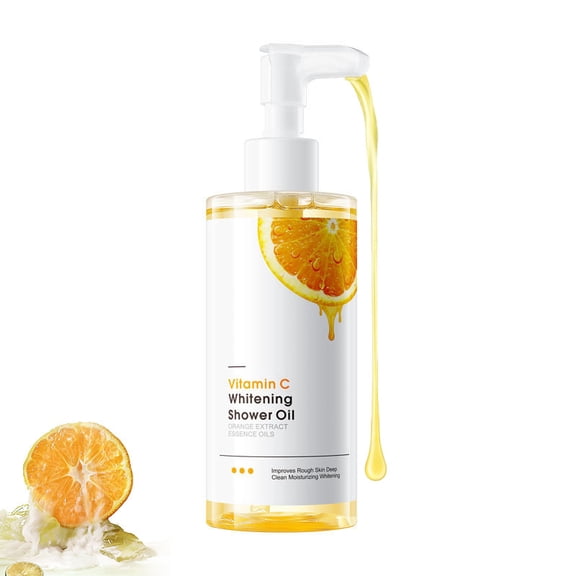 Vitamin C Shower Oil with Orange Extract, Deep Cleansing Hydrating Body Wash, Sulfate-Free, Brightening Formula, 250ml Pump Bottle