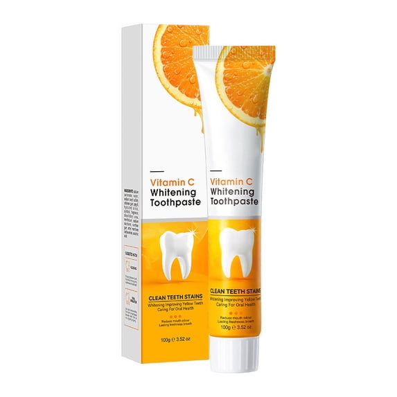 Vitamin C Toothpaste Deep Stain Removal Bad Breath Oral Care Long Lasting Protection Daily Teeth Cleaning Toothpaste For Coffe Tea Stains Yellow Teeth