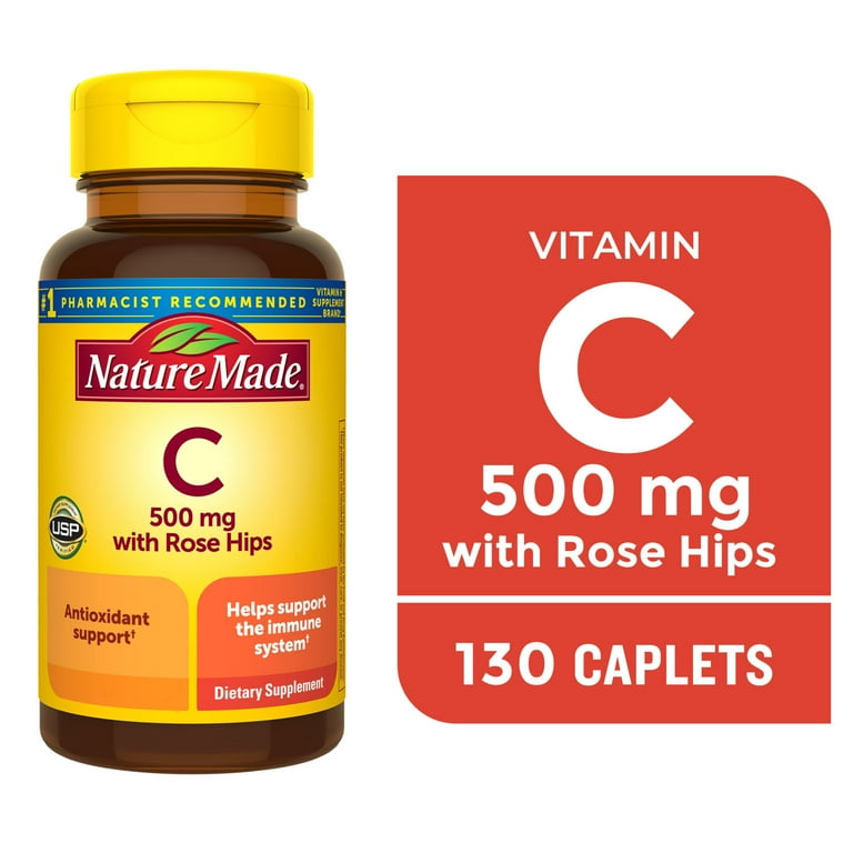 Nature Made Vitamin C with Rose Hips, 500 mg, 130 Caplets Nature Made Vitamin C with Rose Hips, 500 mg, 130 Caplets