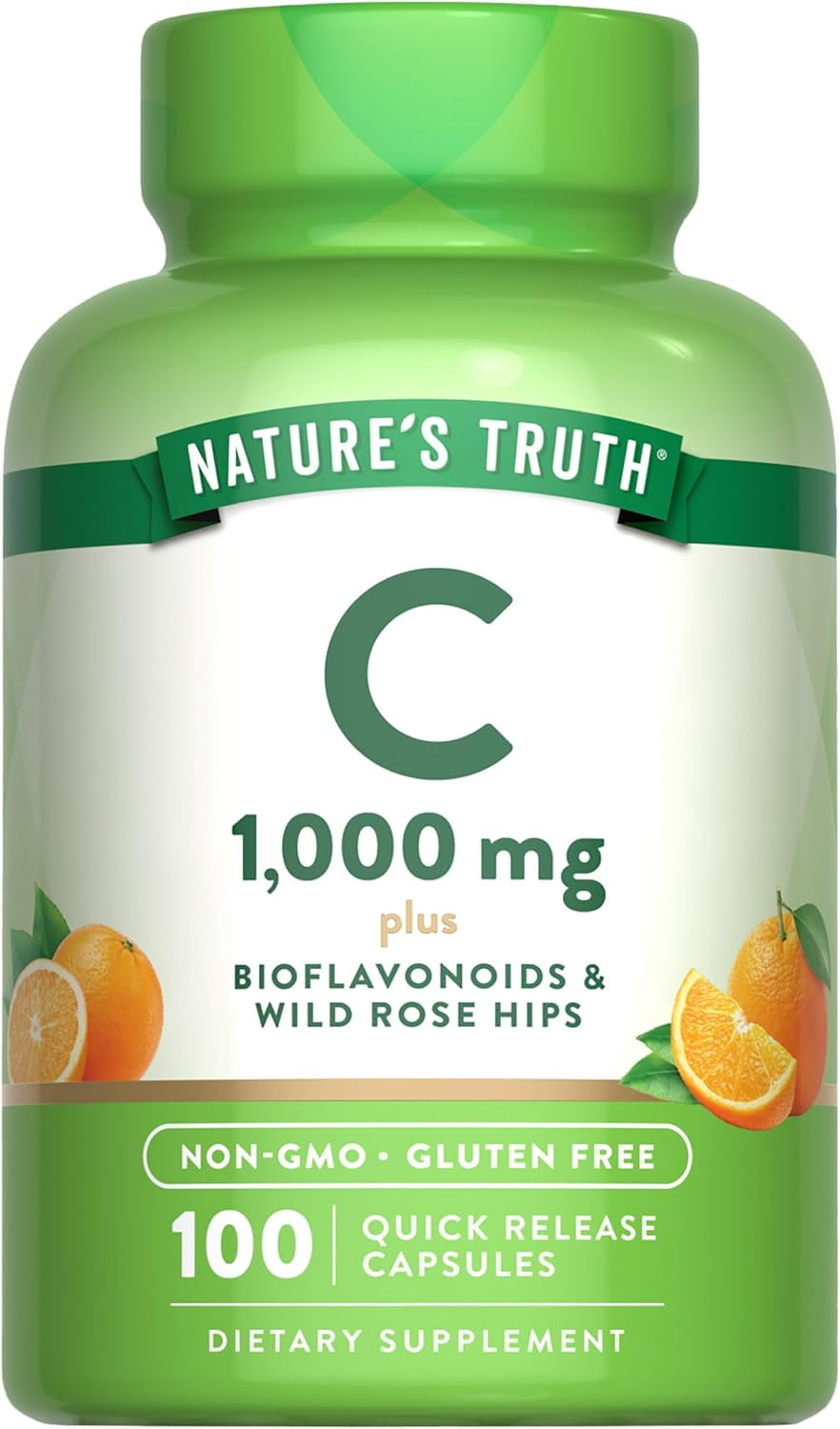 Vitamin C with Rose Hips and Bioflavonoids | 1000mg | 100 Quick Release Capsules | by Nature's Truth