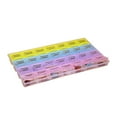 thumbnail image 1 of Vitamin Case, Medicine Box, 7-Day Pill Organizer, 28 Compartments (4 Rows) AM/PM Tablet Dispenser, See-Through Colored Lids, Rounded Bottom, Plastic Storage Case, for Daily & Holiday Use, Easy to Use, 1 of 2