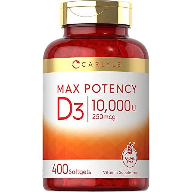 Vitamin D 10000 IU 400 Softgels Value Size Max Potency NonGMO