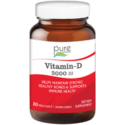 Pure Essence Labs - Vitamin D3 2000 IU, Bone, Muscle & Calcium Support - 30 Vegetarian Capsules